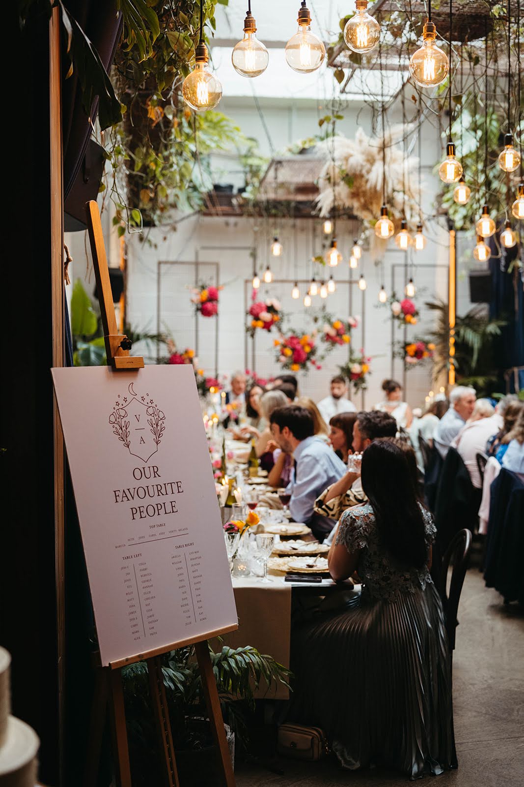 Wedding seating plan at The Hackney